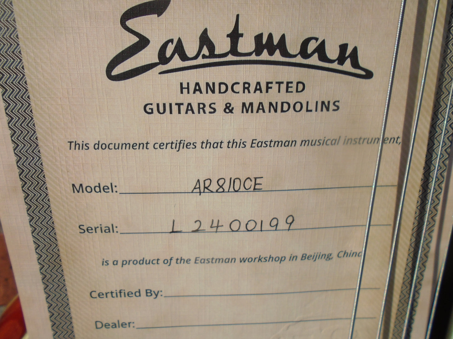 Eastman AR810 CE w/hard case, B stock instrument in a mint condition.