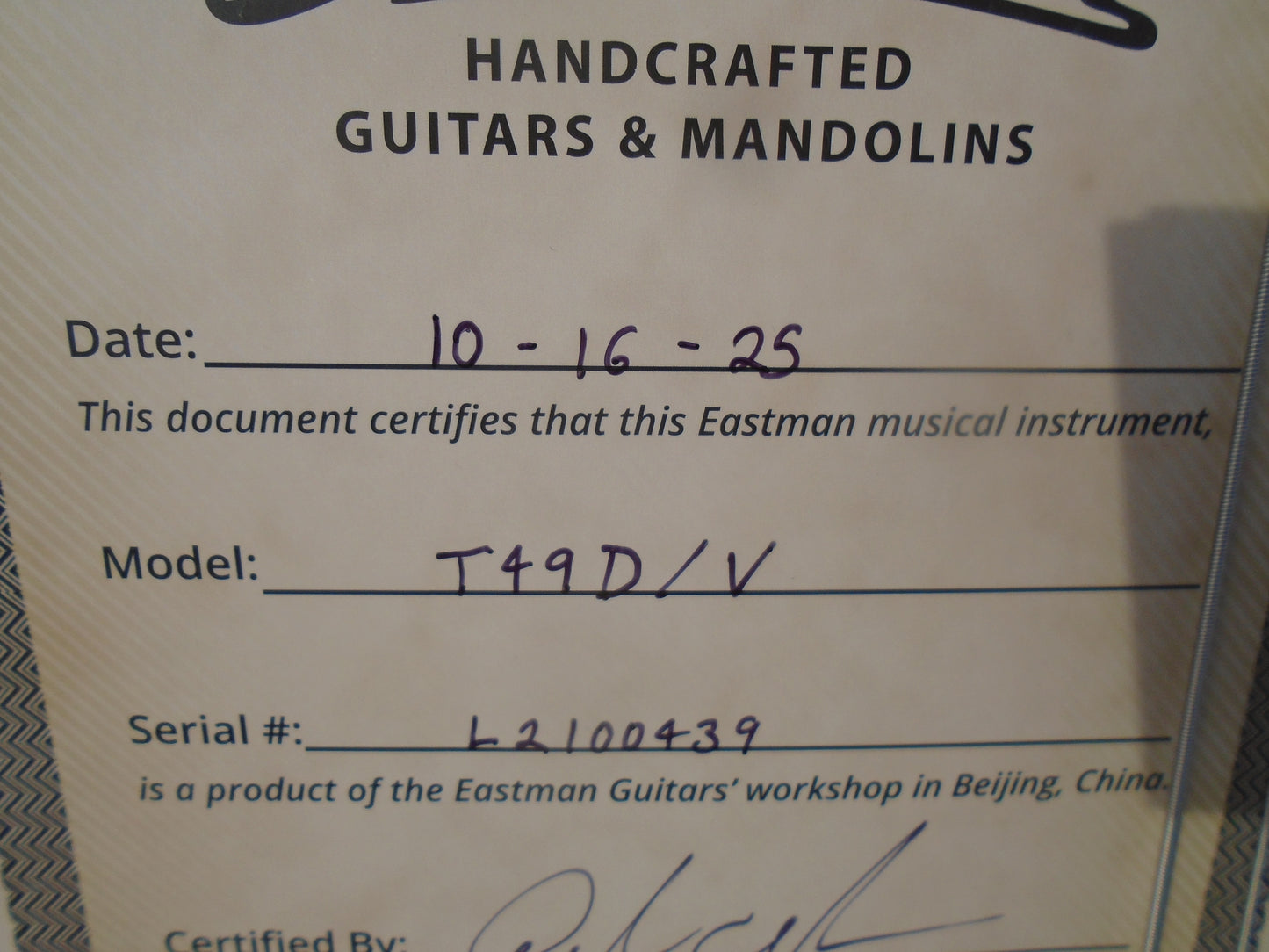 Eastman T49D/V guitar w/case-demo