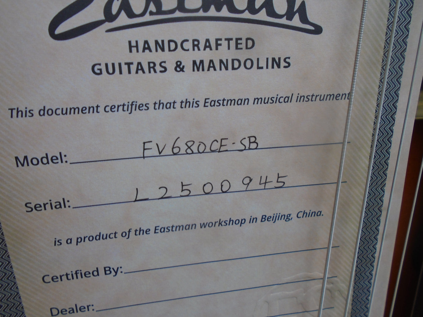 Eastman FV680CE guitar w/case-B stock instrument
